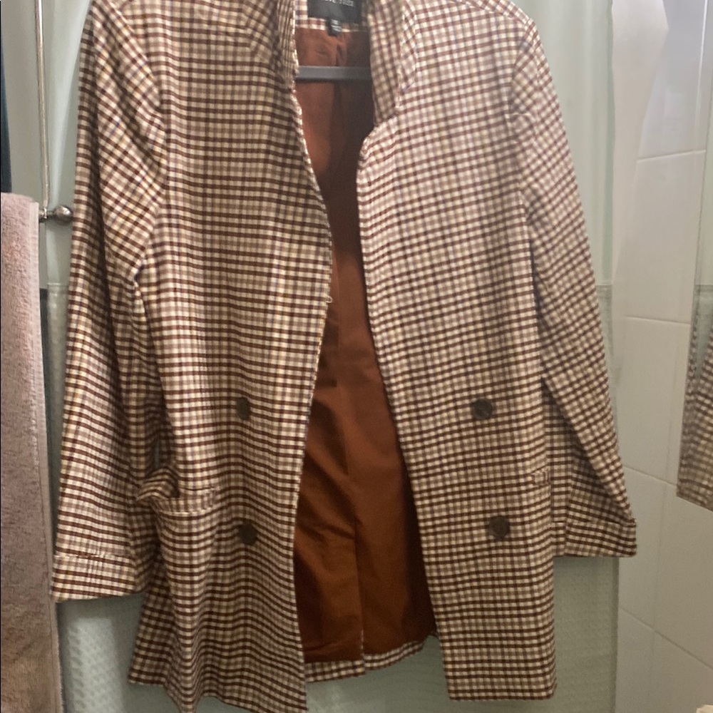 Love Tree Brown and White Trench Coat Classic Design